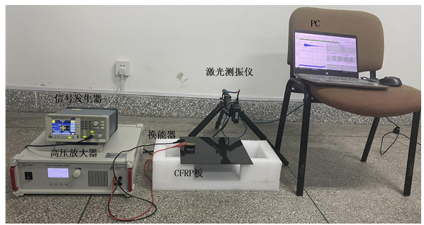 CFRP板冲击损伤检测的实验实拍图