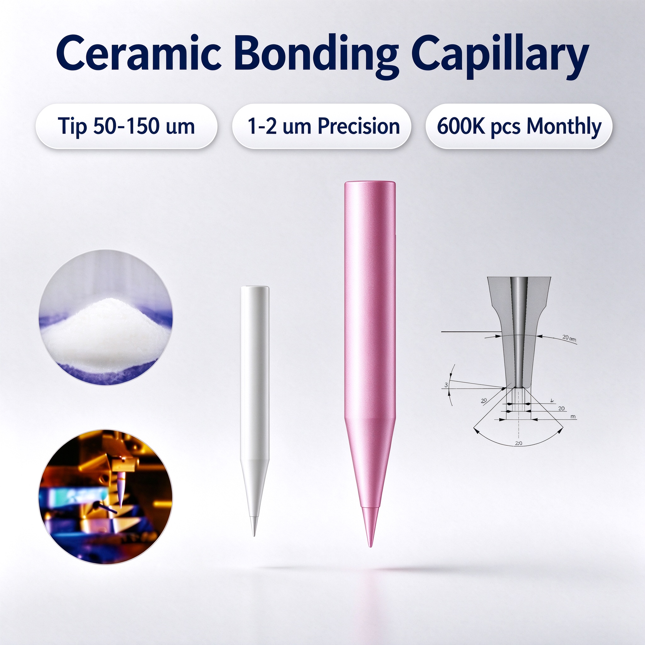 Customized ceramic cleaver | 8 adjustable surface shapes | Semiconductor IC/LED packaging bonded ceramic nozzle